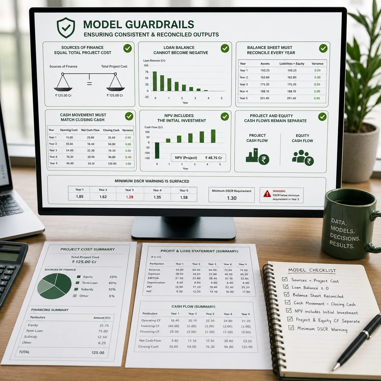 Financial model validation dashboard